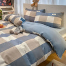 GobekUsa Cozy Plaid Duvet Cover | Simple Nordic Comforter Cover | Non-Fading Washed Cotton Bedding