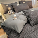 GobekUsa Cozy Plaid Duvet Cover | Simple Nordic Comforter Cover | Non-Fading Washed Cotton Bedding