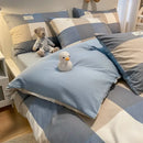 GobekUsa Cozy Plaid Duvet Cover | Simple Nordic Comforter Cover | Non-Fading Washed Cotton Bedding
