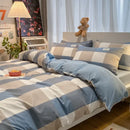 GobekUsa Cozy Plaid Duvet Cover | Simple Nordic Comforter Cover | Non-Fading Washed Cotton Bedding