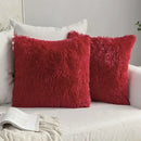 Cozy plush fur cushion cover white & grey living room pillowcase by Decorbites
