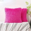 Cozy plush fur cushion cover white & grey living room pillowcase by Decorbites