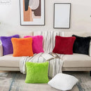 Cozy plush fur cushion cover white & grey living room pillowcase by Decorbites