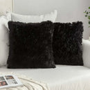 Cozy plush fur cushion cover white & grey living room pillowcase by Decorbites