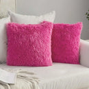 Cozy plush fur cushion cover white & grey living room pillowcase by Decorbites