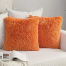 Cozy plush fur cushion cover white & grey living room pillowcase by Decorbites