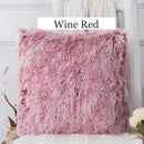 Cozy plush fur cushion cover white & grey living room pillowcase by Decorbites