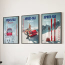 Girly Après Ski Set of 3 Posters. Chic Ski Resort Wall Decor by Wall Art Set