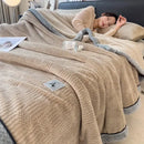 GobekUsa Cozy Striped Knitted Velvet Blanket