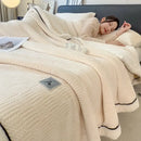 GobekUsa Cozy Striped Knitted Velvet Blanket