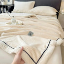 GobekUsa Cozy Striped Knitted Velvet Blanket
