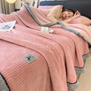 GobekUsa Cozy Striped Knitted Velvet Blanket