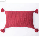 Cozy textured knit cushion cover with tassels for living room bed by Decorbites