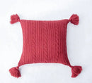 Cozy textured knit cushion cover with tassels for living room bed by Decorbites