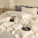 GobekUsa Cozy Velvet Lace Bedding Set: Duvet Cover, Sheet, Pillowcases - 4Pcs Warm & Stylish