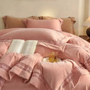 GobekUsa Cozy Velvet Lace Bedding Set: Duvet Cover, Sheet, Pillowcases - 4Pcs Warm & Stylish