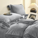 GobekUsa Cozy Velvet Lace Bedding Set: Duvet Cover, Sheet, Pillowcases - 4Pcs Warm & Stylish