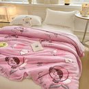 Cozy white fleece blanket with colorful flower patterns bedroom decor by Decorbites