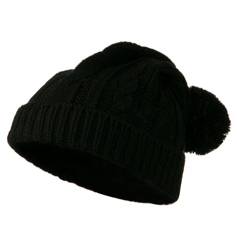 Cable Knit Hat with Pom Pom