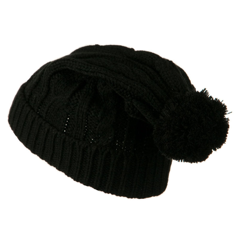 Cable Knit Hat with Pom Pom