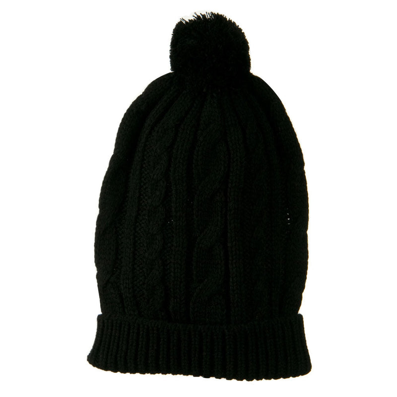 Cable Knit Hat with Pom Pom