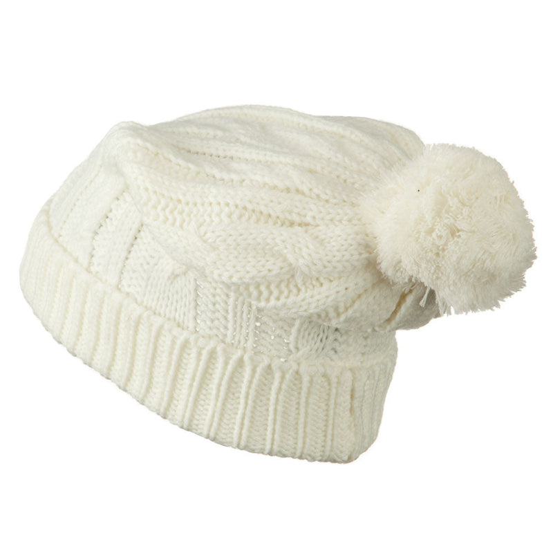 Cable Knit Hat with Pom Pom