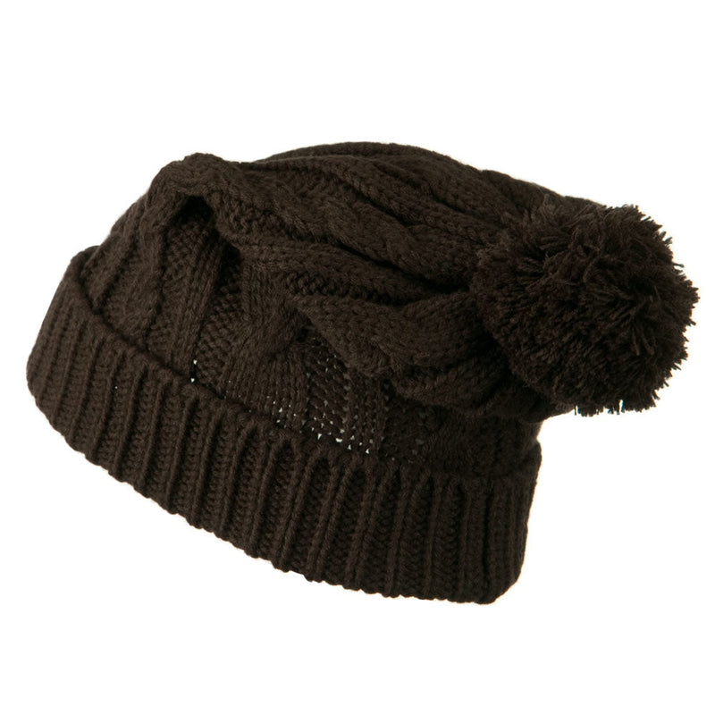 Cable Knit Hat with Pom Pom