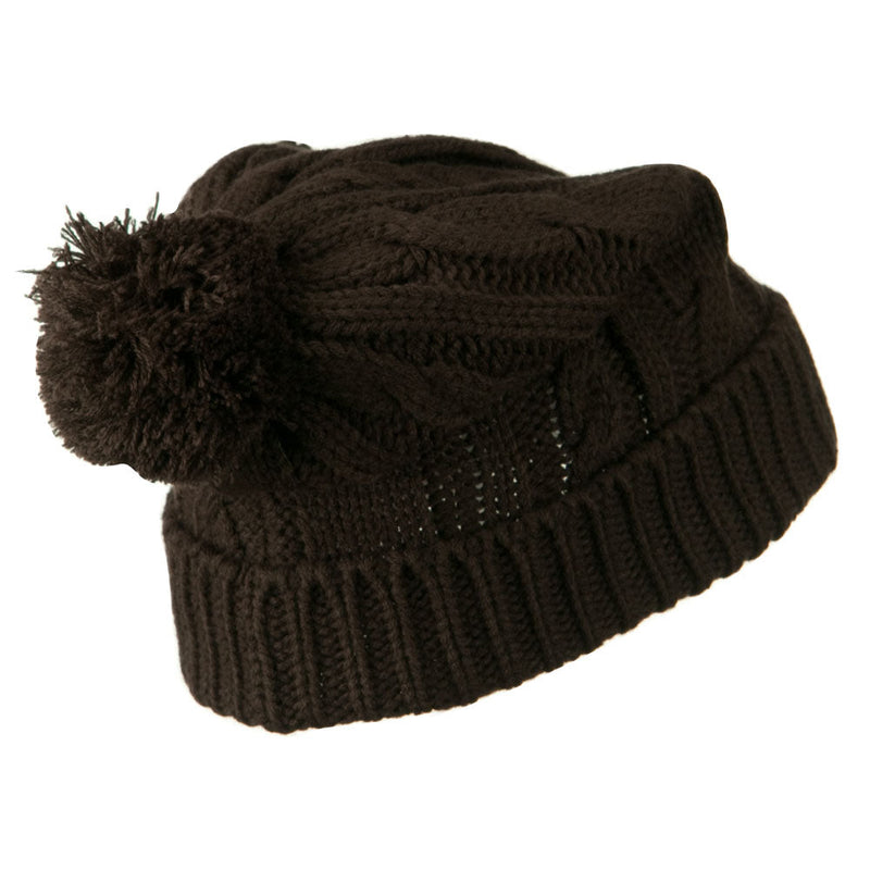 Cable Knit Hat with Pom Pom