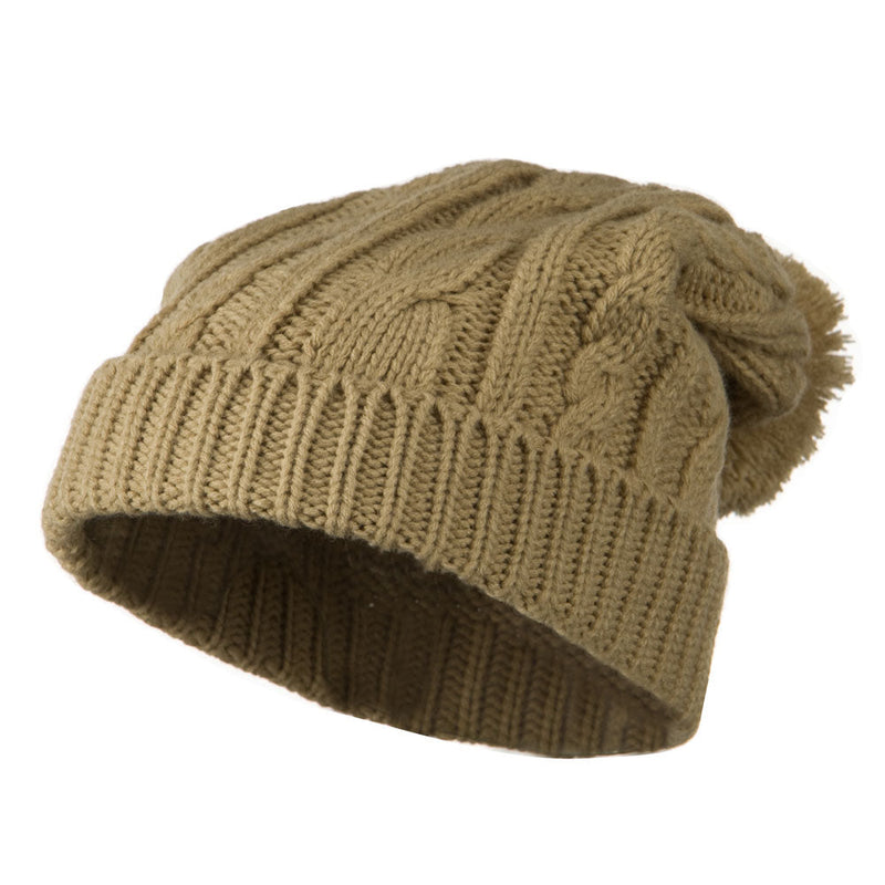 Cable Knit Hat with Pom Pom