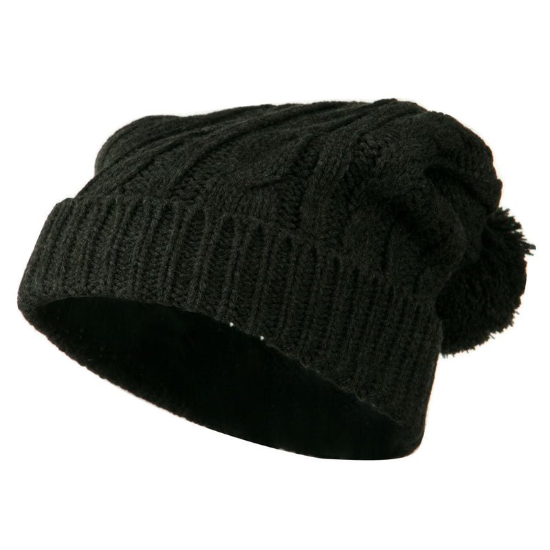 Cable Knit Hat with Pom Pom
