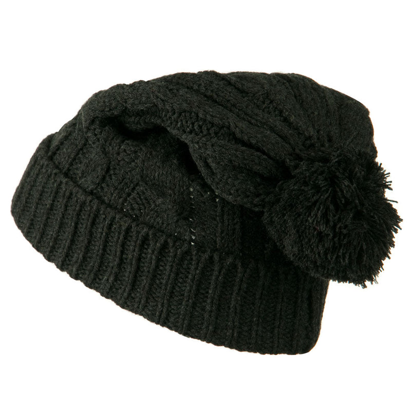 Cable Knit Hat with Pom Pom