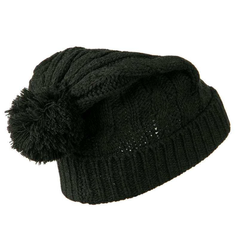 Cable Knit Hat with Pom Pom