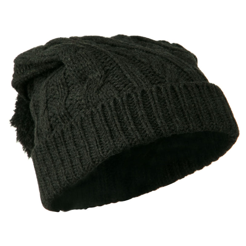 Cable Knit Hat with Pom Pom