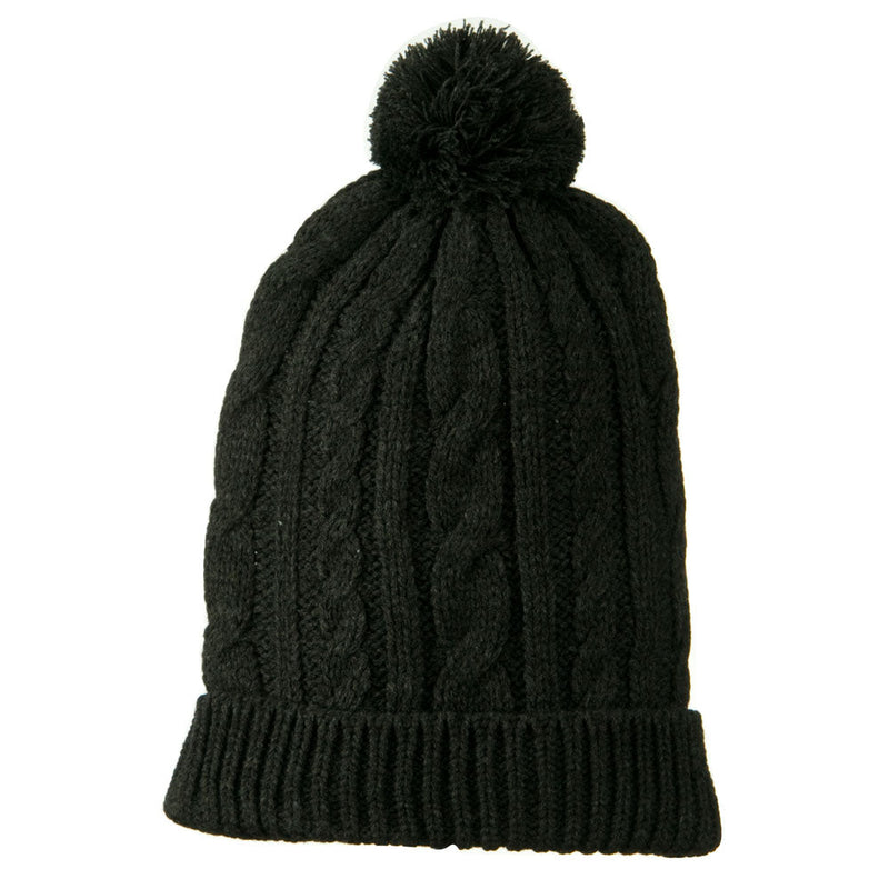 Cable Knit Hat with Pom Pom