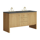 James Martin Hudson 60" Double Bathroom Vanity, Light Natural Oak