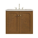 James Martin Laurent 30" Dual Mount Single Bathroom Vanity, Honey Oak