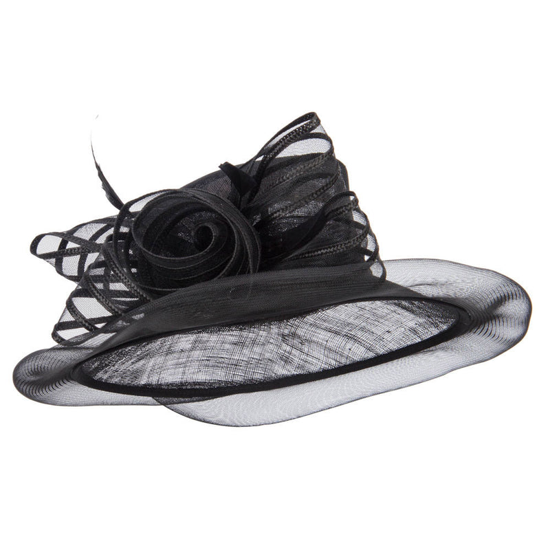 Crin Flower Feathers Sinamay Hat 3