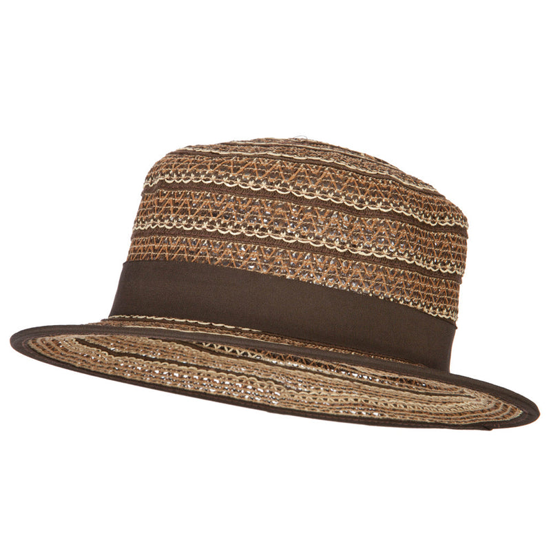 Women's Crochet Weave Paper Braid Boater Hat