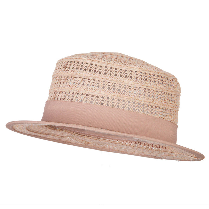 Women's Crochet Weave Paper Braid Boater Hat