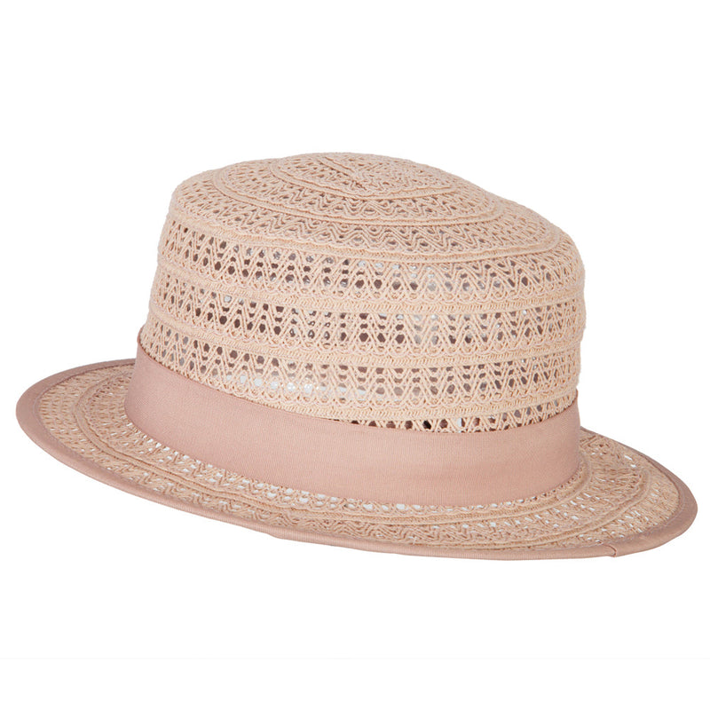 Women's Crochet Weave Paper Braid Boater Hat