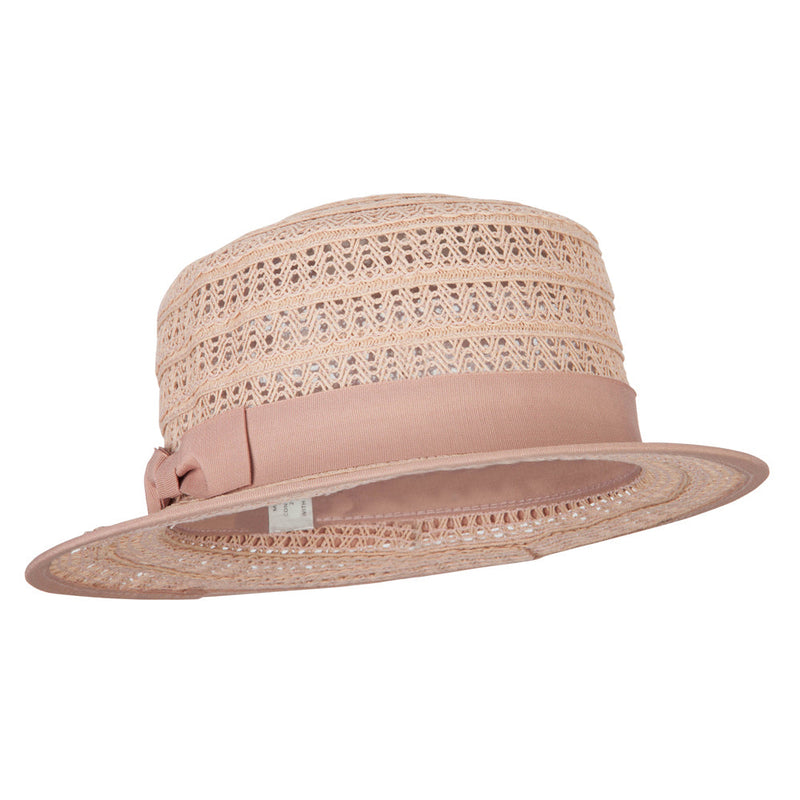 Women's Crochet Weave Paper Braid Boater Hat