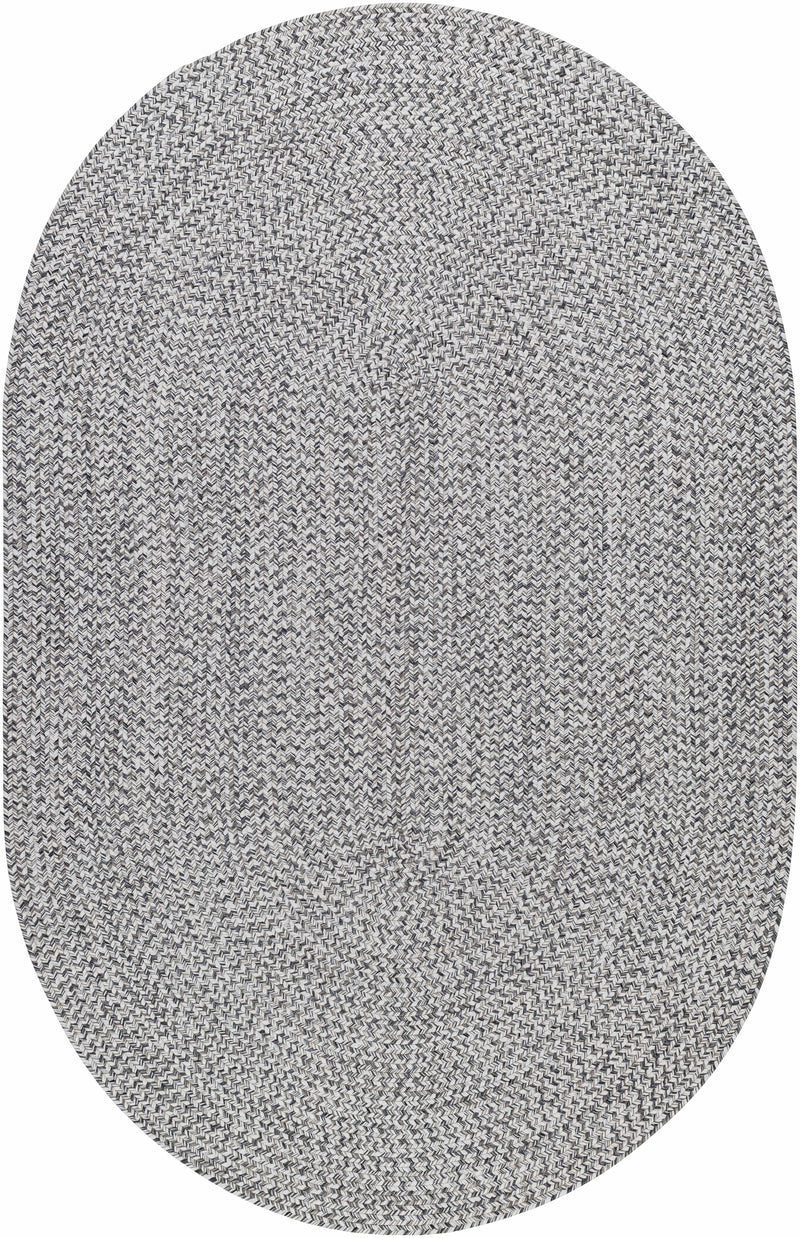 Cream Charcoal Braided Faux Jute Rug