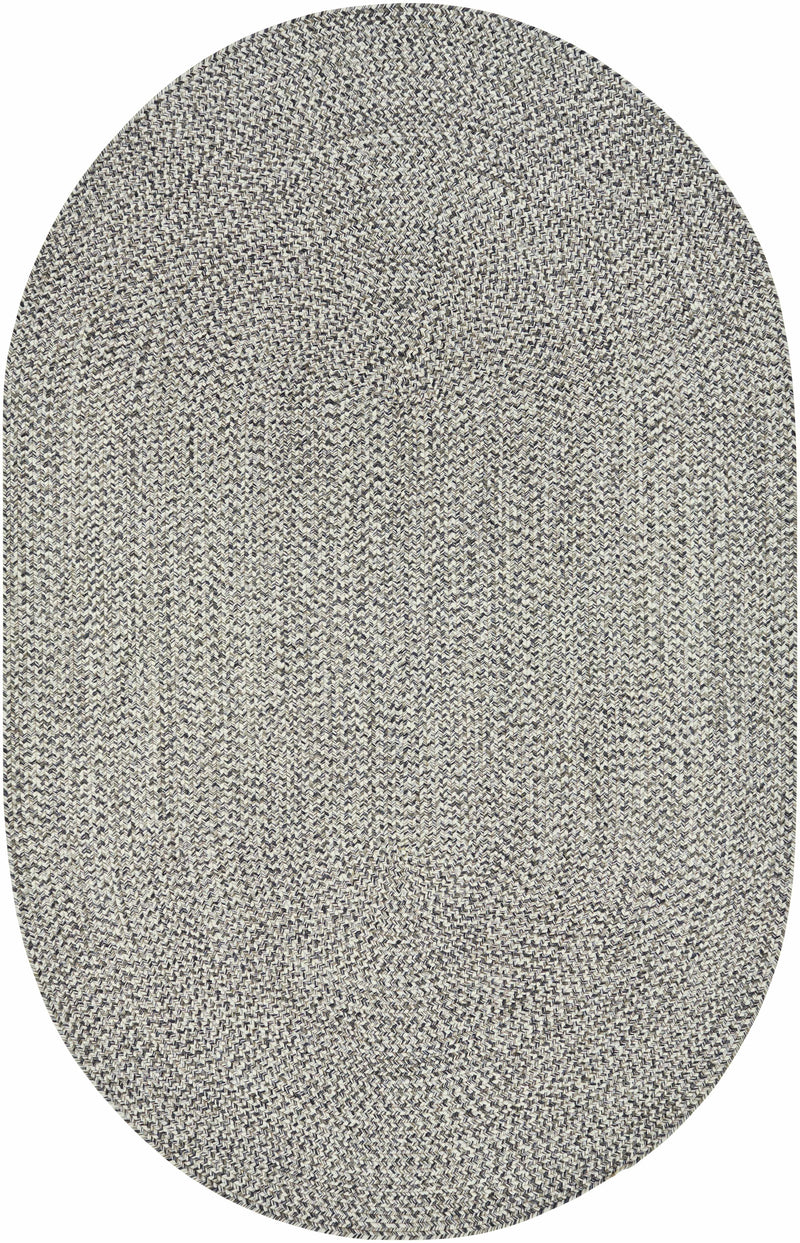 Cream Charcoal Braided Faux Jute Rug