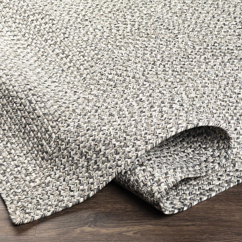 Cream Charcoal Braided Faux Jute Rug