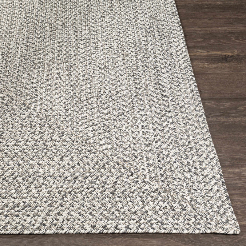 Cream Charcoal Braided Faux Jute Rug