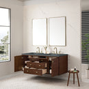 James Martin Amberly 60" Dual Mount Double Bathroom Vanity, Mid-Century Walnut