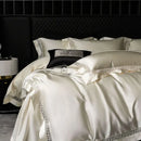 GobekUsa Brocade Lace Edge Egyptian Cotton Bedding Set - 4Pcs