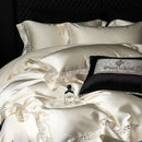 GobekUsa Brocade Lace Edge Egyptian Cotton Bedding Set - 4Pcs