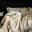 GobekUsa Brocade Lace Edge Egyptian Cotton Bedding Set - 4Pcs
