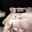 GobekUsa Brocade Lace Edge Egyptian Cotton Bedding Set - 4Pcs